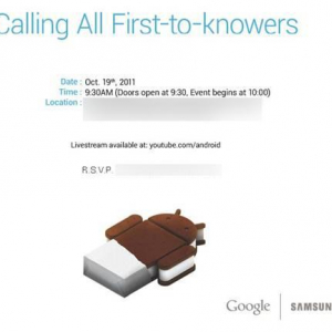 GoogleとSamsung、10月19日にプレスイベントを開催すると発表、Android 4.0とGalaxy Nexus”Nexus Prime”を発表へ