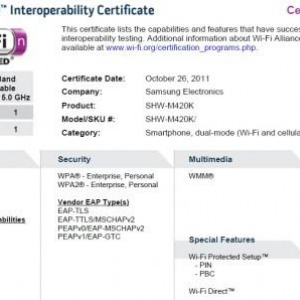 Samsung製「SHW-M420S」と「SHW-M420K」がWi-Fi Allianceの認証を通過、Galaxy Nexus？