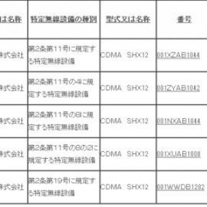 シャープのKDDI iidaモデル「CDMA_SHX11」が技適を通過