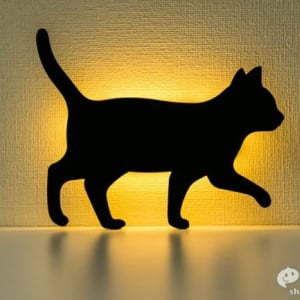 『CAT Wall Light』は音や振動に反応して暖かな色のLEDが自動で灯り、自動で消灯。猫シルエットも楽しい！