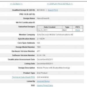 Sony Ericssson製”New eDream6”がBluetooth SIGの認証を通過