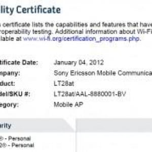 Sony Ericsson LT28at（AAL-8880001-BV）がWi-Fi Allianceの認証を通過