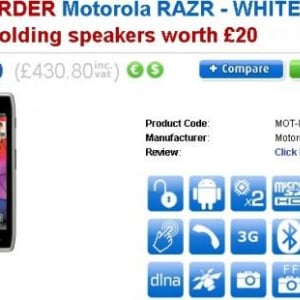 SIMフリー版Motorola RAZRホワイトカラーが2月中旬に英国で発売