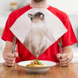 ボクも食べたいニャ♪にゃんこと一緒にディナーができる「猫ナプキン」がたまらない♡