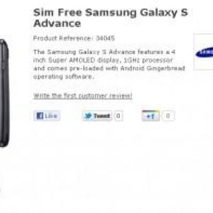 英国でSIMフリー版Galaxy S Advanceの予約受付が開始、8GBモデルの価格はVAT込みで£349