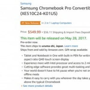 米国のAmazonで「Chromebook Pro」の予約が開始、5月28日に発売予定