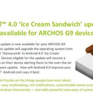 Archos、G9タブレットのAndroid 4.0アップグレードを開始