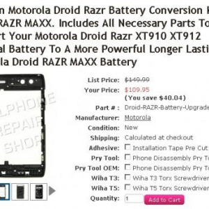 Droid RAZRをDroid RAZR MAXXに変えるパーツキットが4月に発売