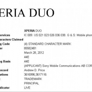 Sony Mobile、米国で「Xperia Duo」を商標出願