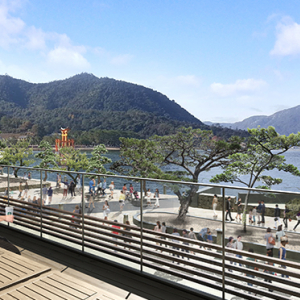 厳島神社の大鳥居を望む絶好のスポット。日本初の船で行くスタバが広島県の宮島にオープン！