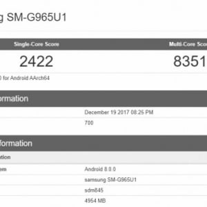 Snapdragon 845版Galaxy S9+のGeekBenchスコアがGalaxy S8を大きく上回る