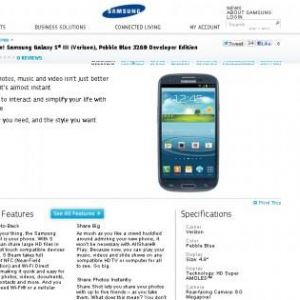 米Samsungの公式サイトでVerizon向けGalaxy S III Developer Editionの製品ページが公開