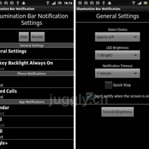 Xperia S / U / P向けアプリ「Illumination Bar Notification」がv2.0にバージョンアップ、アプリUI刷新、サードパーティアプリにも対応