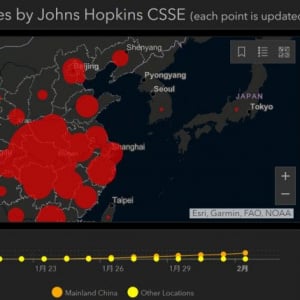ジョンズ・ホプキンス大学が公開した新型コロナウイルス感染マップ