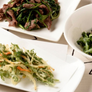 ［春菊の簡単レシピ］サラダ、天ぷら、炒め物で味わう3選