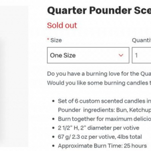 マクドナルドがクォーターパウンダーの香り漂うアロマキャンドルを発売 すでに売り切れです