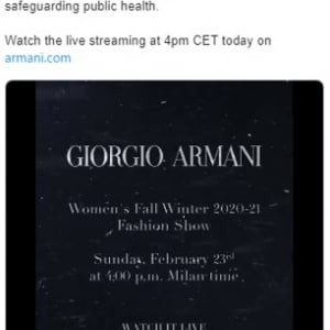 アルマーニが無人ファッションショー「Giorgio Armani Women’s Fall Winter 2020-2021 Fashion Show」をライブ配信 新型コロナウイルスの影響で