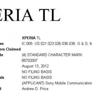 Sony Mobile、米国で「Xperia TL」という名前を商標出願