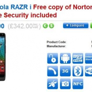 英Cloveが「Motorola RAZR i」の予約受付を開始、価格は£285（36,500円）