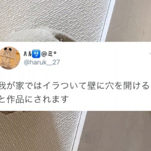 モダンアートだ(笑) 壁に穴を開けると作品にされるという斬新な家庭のルールが話題