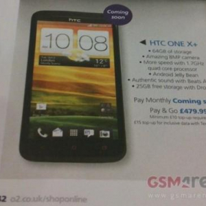 「HTC One X+」の情報を記載したO2のカタログ画像が流出、Android 4.1、Tegra 3 1.7GHz、64GBストレージ搭載