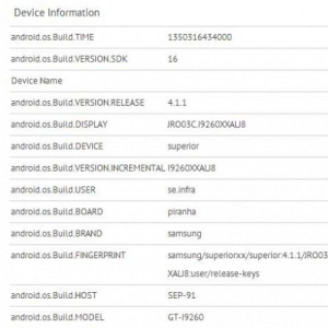 Samsung GT-I9260”Superior”がGL Benchmarkの公式サイトに登場