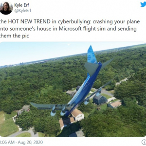 「Microsoft Flight Simulator」を使った新種のネットいじめ!? 「悪趣味だな」「この写真みたいなこと本当にできるゲームなの？」