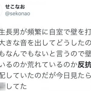 中学生長男の部屋から壁を打つような大きな音が！荒れているのか、反抗期かと心配したら･･･