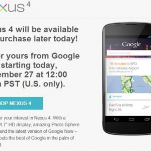 Google、米国のGoogle Playストアで現地時間27日正午（PST）よりNexus 4の販売を再開