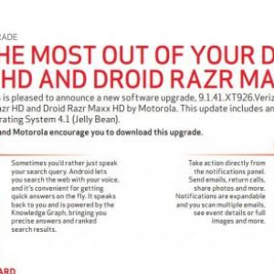 米Verizon、Droid RAZR HD / RAZR MAXX HDのJelly Beanアップデート実施を発表、来週より開始