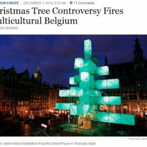 ベルギーに前衛的なクリスマスツリーが出現 → 「伝統を守れ！」と市民が激怒