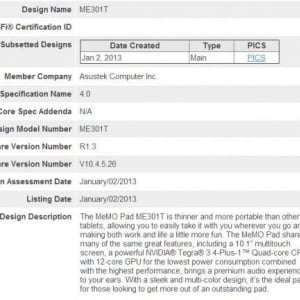 ASUSの新型10.1インチAndroidタブレット「MeMO Pad ME301T」がBluetooth SIGの認証を取得