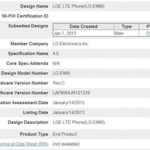 「LG-E980」がBluetooth SIGの認証を取得