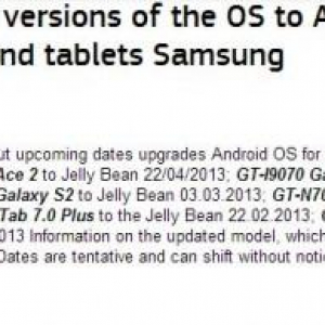 Galaxy Ace 2とGalaxy Tab 7.0 PlusもJelly Beanにアップデートされる予定