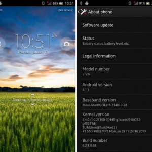 Android 4.1.2（Jelly Bean）をベースとしたXperia S LT26i用の公式ROM「6.2.B.0.68」が流出