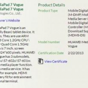 Huawei、クアッドコアCPUを搭載した7インチAndroid 4.1タブレット「MediaPad 7 Vogue」を開発中