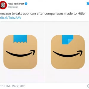 「ヒトラーの口髭みたい」との批判を受けAmazonがショッピングアプ‪リ‬のアイコンを変更