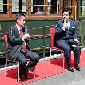 国内初の電車法要施設に徳永ゆうきも感動、ハピネスパーク交野霊園の新名所に