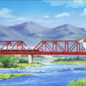 「サザエさん」オープニング映像に上田電鉄 別所線 千曲川橋梁が登場、長野の風景や特産をめぐる旅へ