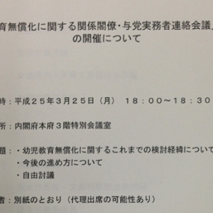 幼児教育無償化：政府・与党連絡会議の開催決まる（資料）