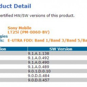 Xperia V LT25iのPTCRB認証に新Jelly Beanvビルド「9.1.A.1.138」が追加