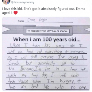8才の女の子が書いた「私が100才になった時」というトピックのエッセイが共感を呼ぶ 「8才ですでに完璧な人生設計」「100才になる前に実行しちゃえば」