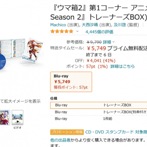 アニメ「ウマ娘」のBlu-rayBOX「ウマ箱２」が最大41%オフ！　Amazonのブラックフライデー