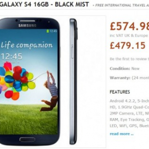 Galaxy S 4、Handtecでは4月26日に入荷・発送予定、16GBモデルで£479.15（約72,000）+VAT