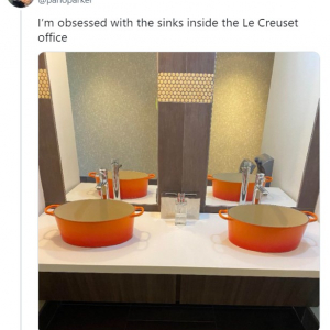 ル・クルーゼのオフィスにある洗面台が気になって仕方ない人 「遊び心だな」「便器の形も超気になる」