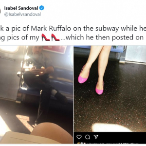 地下鉄で有名俳優の写真を撮ったら逆に写真を撮られてInstagramに投稿されてしまった女性 「マーク・ラファロって地下鉄に乗るんだ」「足フェチなハルク」
