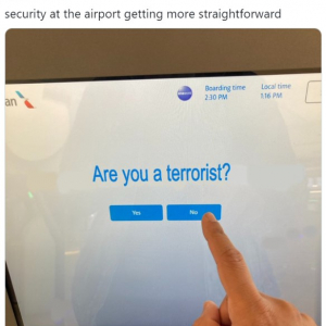バカ正直すぎる空港のセキュリティチェック 「イエスかノーかの二択ってアメリカらしいな」「こういう質問を表示するモニターこそがテロリスト」