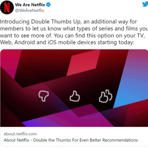 Netflixが「最高！」ボタンを導入 →ユーザーの声「1年後には指3本のボタンが登場するはず」「以前みたいに5つ星評価に戻せばいいだけ」
