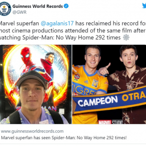『スパイダーマン：ノー・ウェイ・ホーム』を292回鑑賞した男性がギネス世界記録を更新