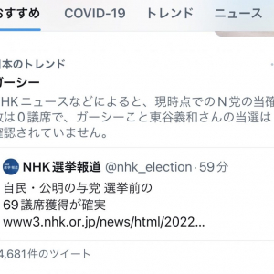 暴露系YouTuber・ガーシーこと東谷義和さんが参院選で当選！　Twitterのトレンドには当確をめぐり異例の注意喚起も